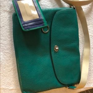 Green coach bag and wallet